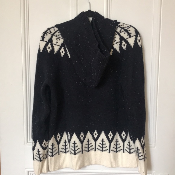 Loft Navy/cream sweater with hood. Size M - Picture 2 of 2